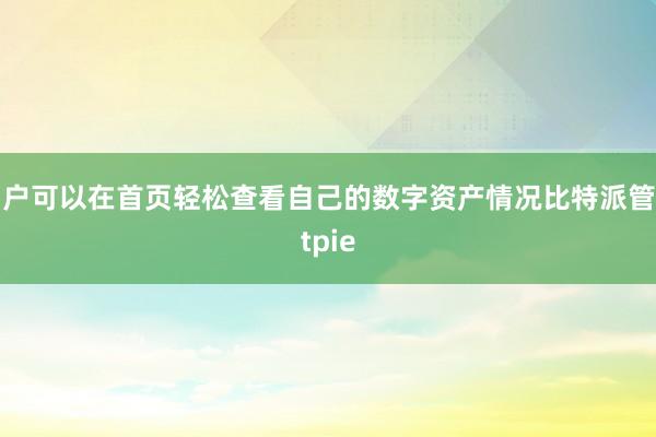 用户可以在首页轻松查看自己的数字资产情况比特派管网
bitpie