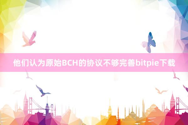 他们认为原始BCH的协议不够完善bitpie下载