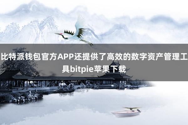 比特派钱包官方APP还提供了高效的数字资产管理工具bitpie苹果下载