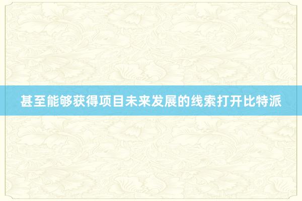 甚至能够获得项目未来发展的线索打开比特派