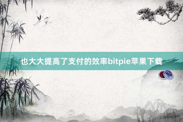 也大大提高了支付的效率bitpie苹果下载