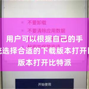 用户可以根据自己的手机系统选择合适的下载版本打开比特派